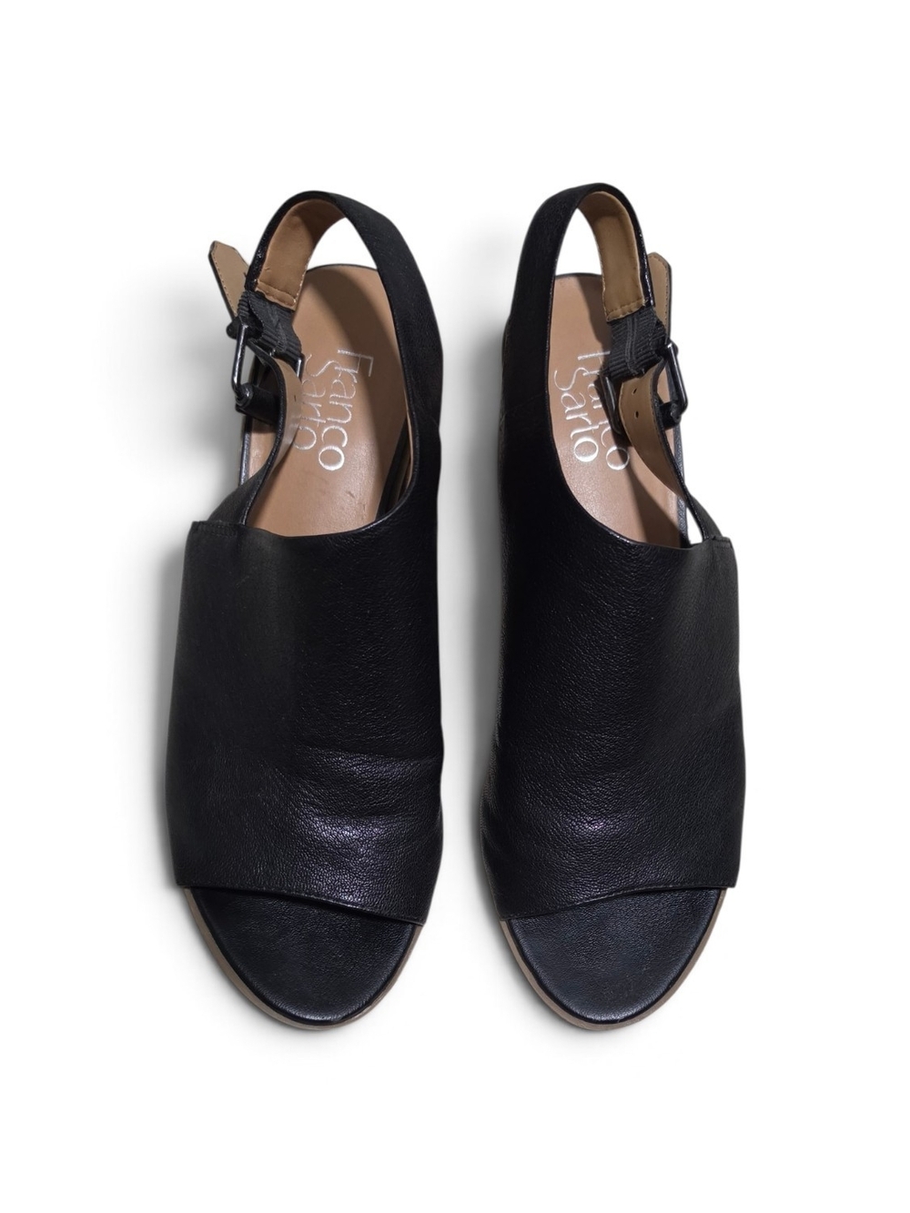 Franco Sarto Black Open-Toe Slingback Sandals